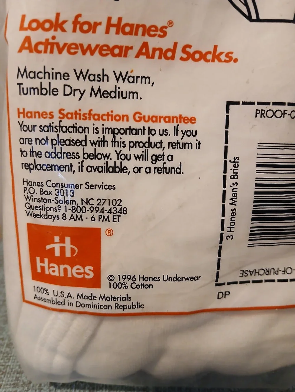 New 3 pack 1996 VINTAGE Hanes Briefs Underwear 100% Cotton Sz 42